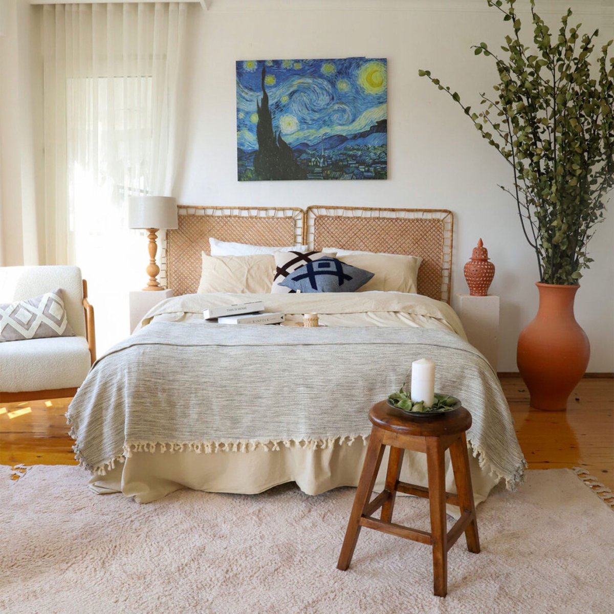 Trimita Duru - 100% Katoenen Sprei - Fair Trade - Plaid - 200x240 cm - Grijs