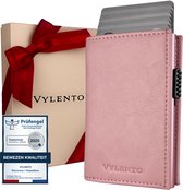 Vylento - Porte-cartes extensible - Porte-cartes RFID Homme & Femme - 10 cartes - Poche à monnaie zippée et poche à billets - Discovery Rose clair
