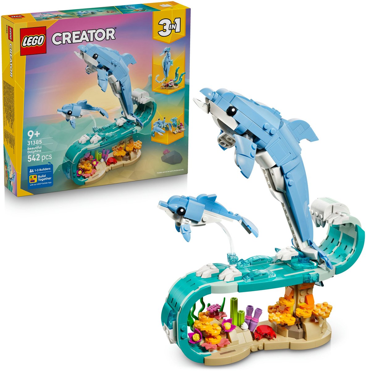 LEGO® Creator 3in1 Zeedieren: Prachtige Dolfijnen - Bouw Om tot een Zeepaardje of Krab - 31385 – foto 2