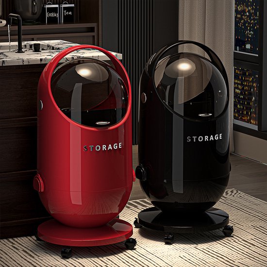 Cilindrische vuilnisbak, met deksel en wielen, afdichtende deksel kan geur effectief isoleren, ruimtebesparend ontwerp, geschikt voor keuken / woonkamer / badkamer en kantoor,ergonomische handvat, Zwart vuilnisbak.