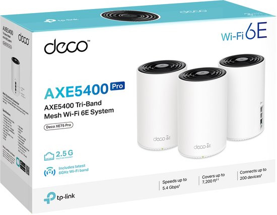 TP-Link Deco XE75 Pro - Mesh WiFi 6E Versterker - 5400 Mbps - 3