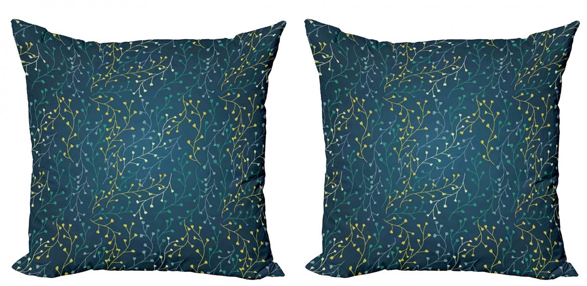 ABAKUHAUS Kussenhoes Set – 2x 40x40 cm – Dubbelzijdig bedrukt – Multicolor Donkerblauw