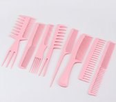 Roze kam set – 8 delige haar kammen set voor dames en heren – kunststof styling kammen met brede en fijne tanden – lichtgewicht kammen set voor dagelijks gebruik