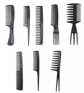 Zwart kam set – 8 delige kammen set voor dames en heren – antistatische kunststof haar kammen – brede en fijne tanden – styling kammen voor dagelijks gebruik