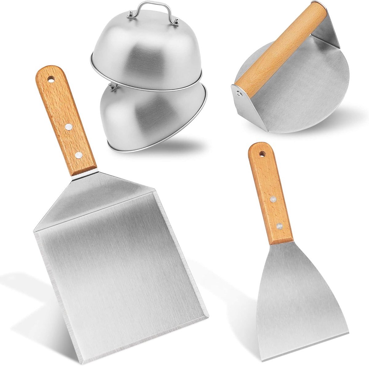 Stunq® Set van 5 Roestvrijstalen Grillgereedschap – Multifunctioneel voor Diverse Bereidingen