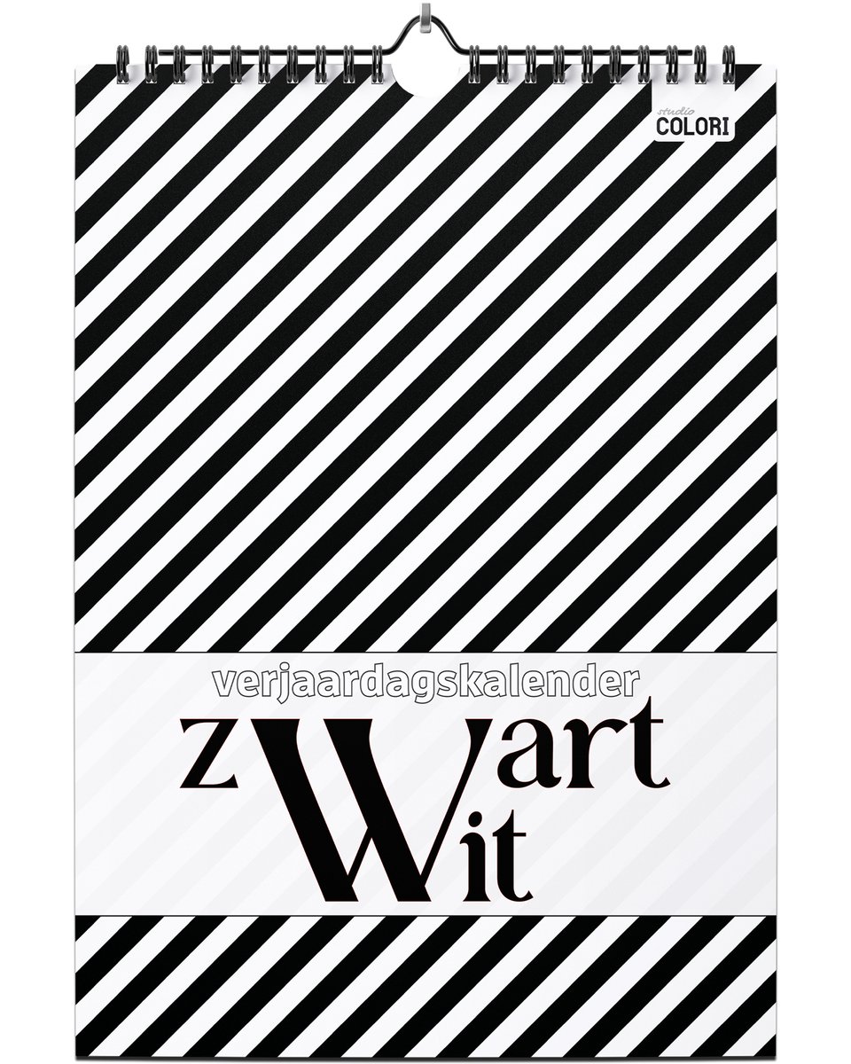 Studio Colori - Verjaardagskalender Zwart Wit - A4 Verjaardagskalender Volwassenen Staand - Zwartwit illustraties