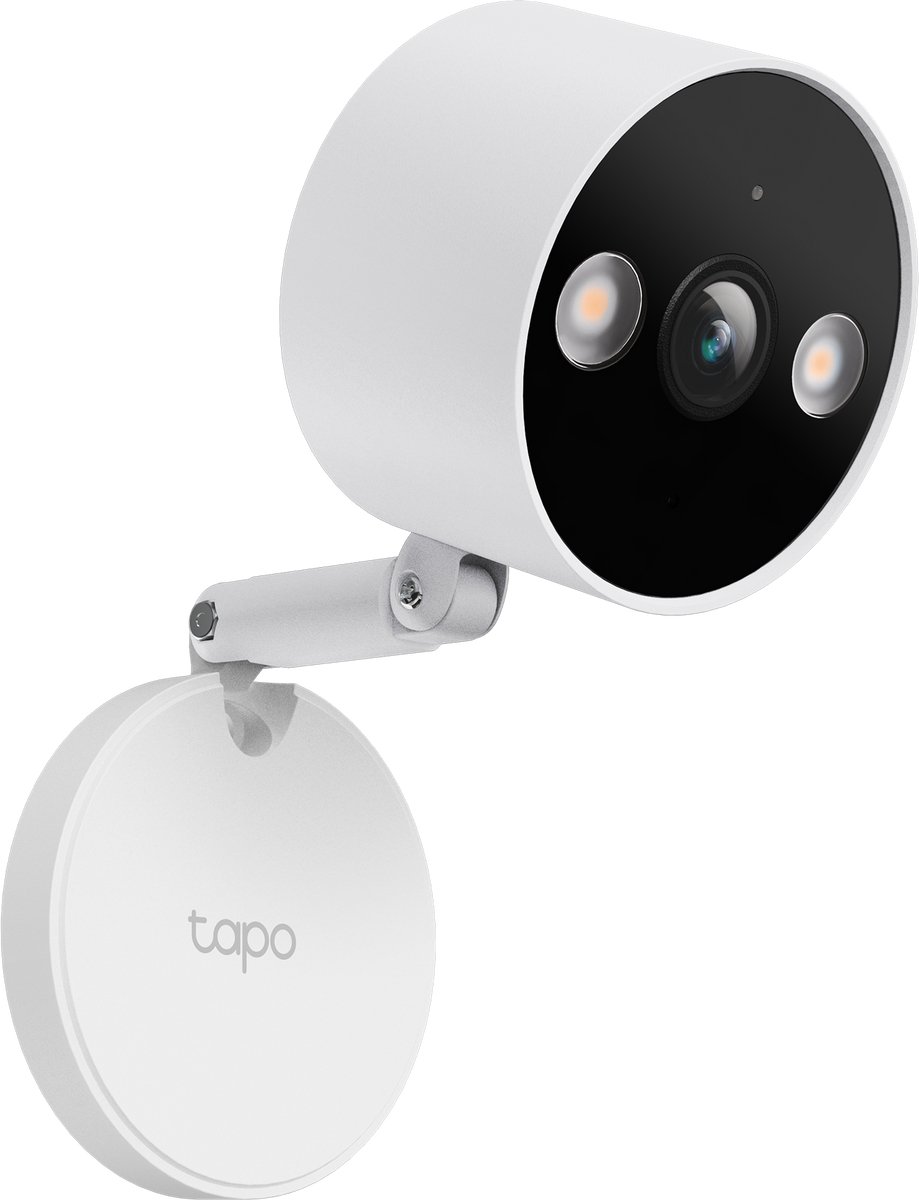 Tapo C120 2K 4MP WiFi buitencamera, ingebouwde dubbele spots, kleuren-nachtzichtbeveiliging zonder maandelijkse kosten, AI-detectie, geluids- en lichtalarm, IP66 weerbestendig, CCTV, cross-line