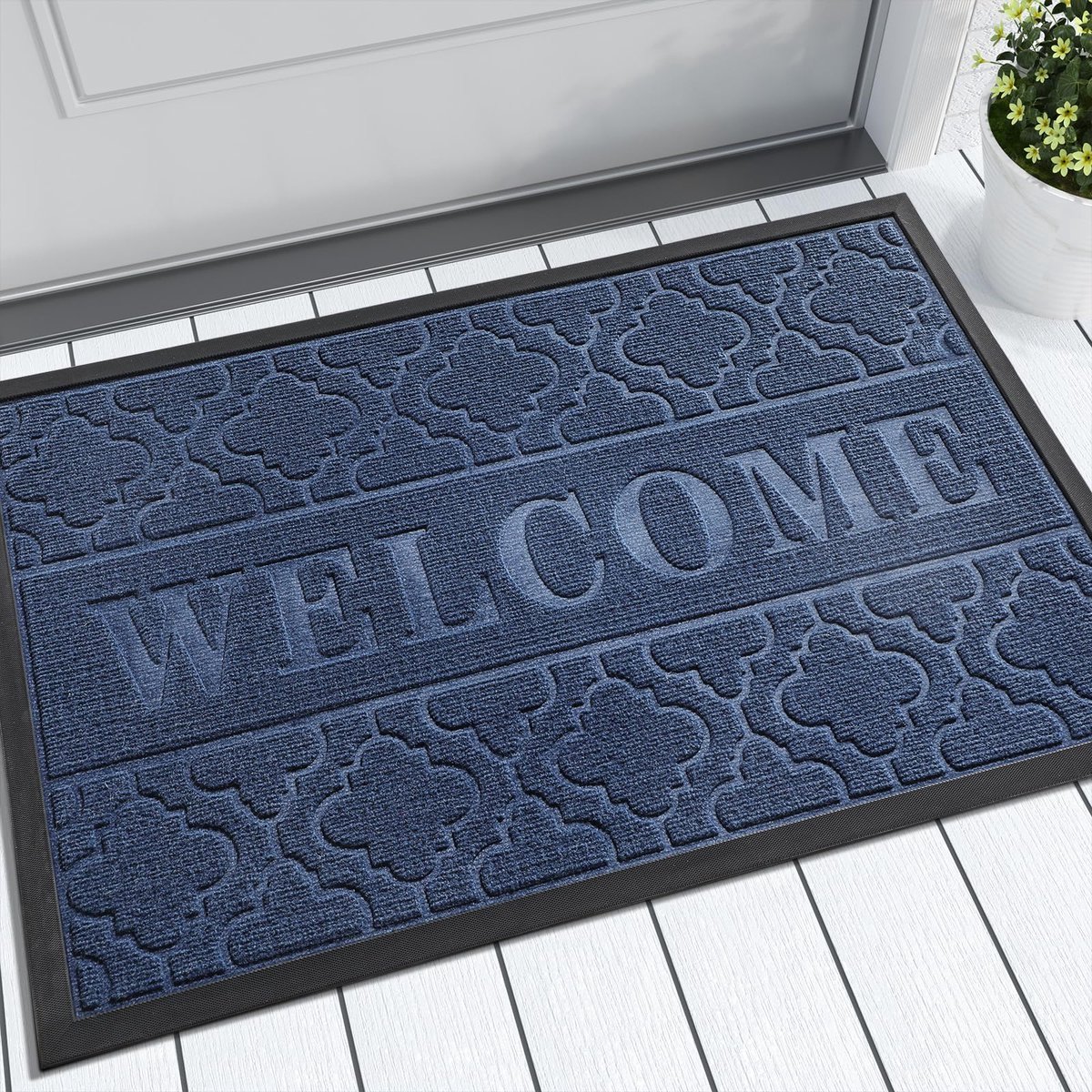 Stunq® Vloermatten - Antislip en Wasbare Deurmat voor Binnen en Buiten, 75 x 43 cm, Blauw