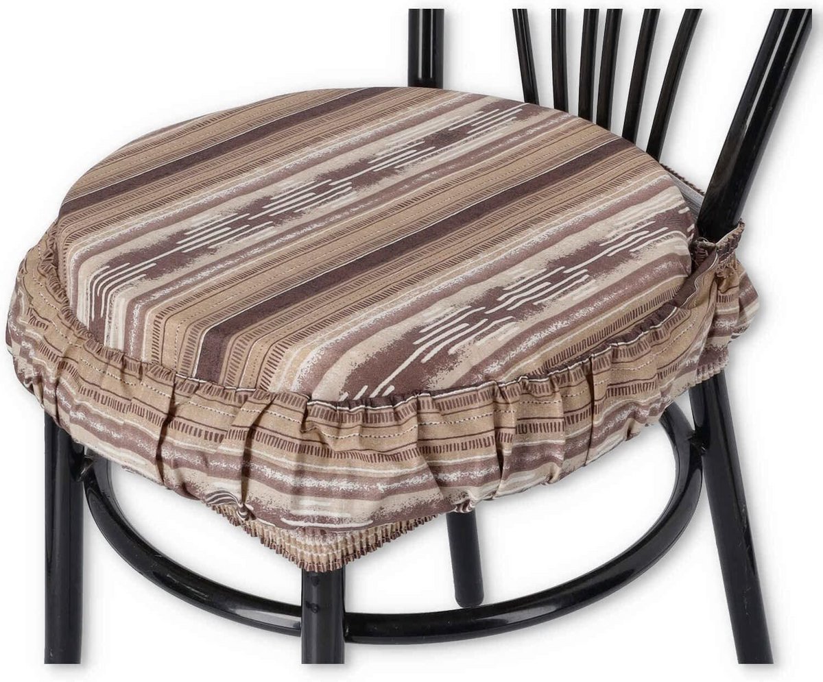 Ronde Stoelhoezen met Elastiek voor Eetkamerstoelen Beige