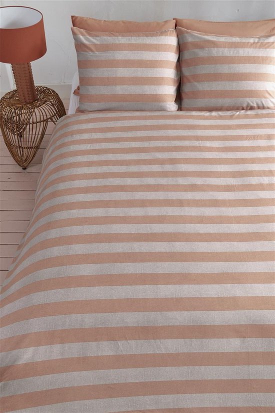 Vtwonen - Bold Stripe dekbedovertrek - Eenpersoons - 140x200/220cm - Pastelroze van Merkloos — afbeelding 3