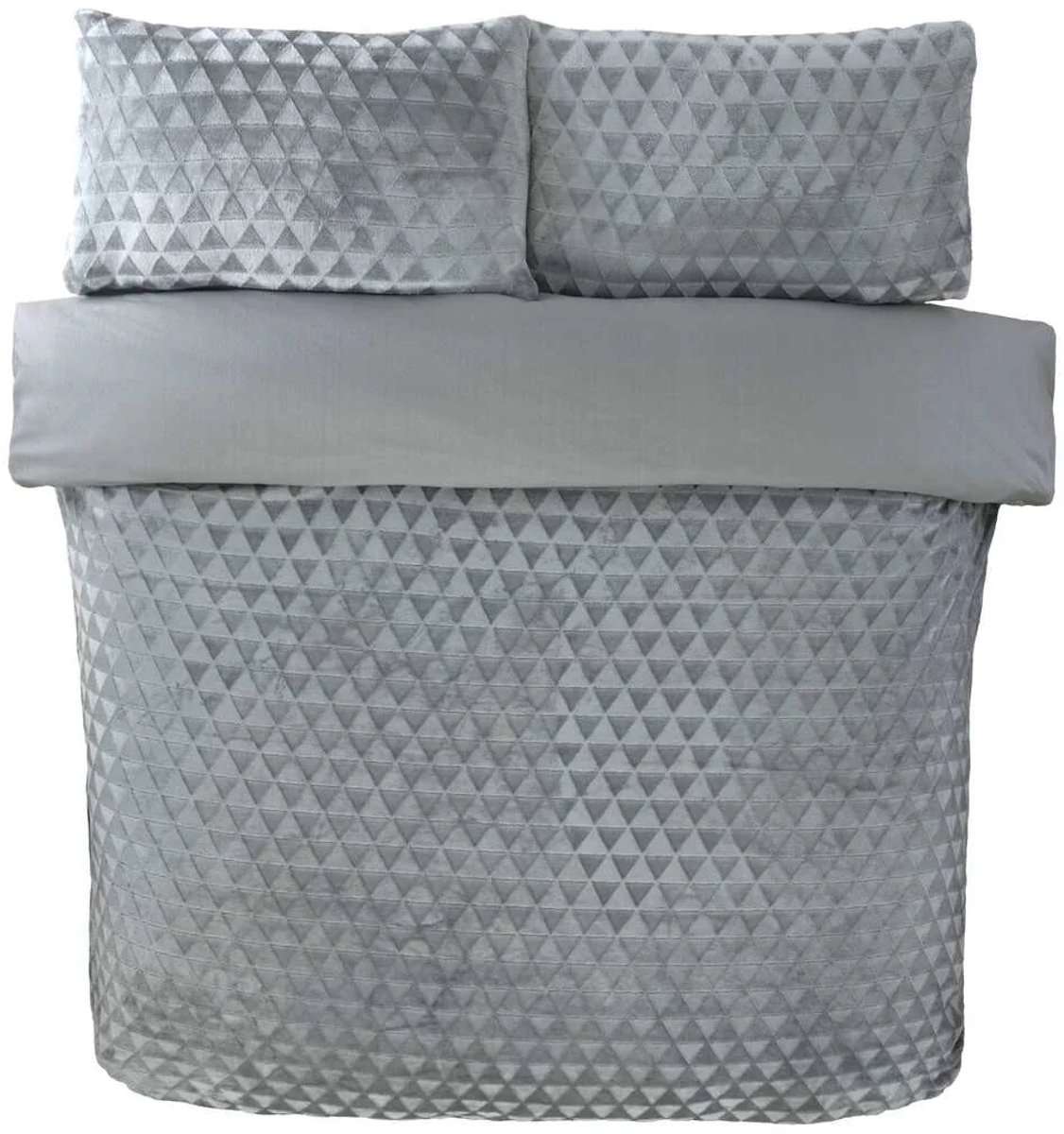 So Soft Velvet dekbedovertrek Diamond Teddy - Grijs - lits jumeaux - 230x220 + 2stuks 50x75 cm