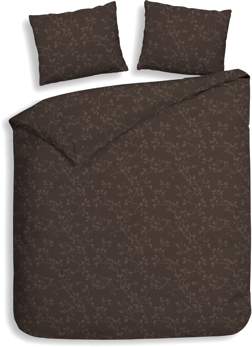 Heckettlane Dekbedovertrek Alloro - Effen Bedlinnen - 240x200-220 cm - Lits-Jumeaux - Bruin - Dekbedovertrek van 100% Katoen-Flanel Coffee Quartz