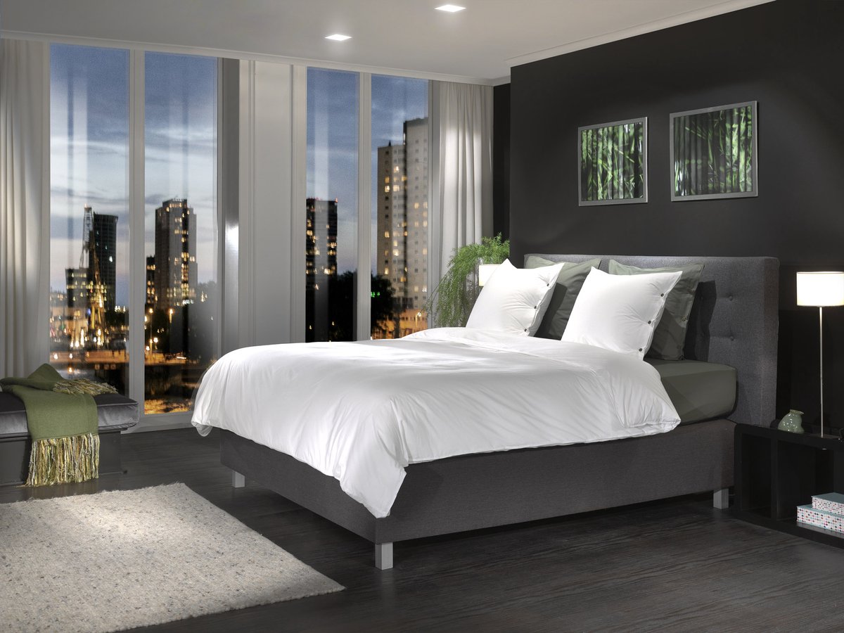 Yellow Percale Dekbedovertrek - Tweepersoons - 200x200/220 cm - Optic White