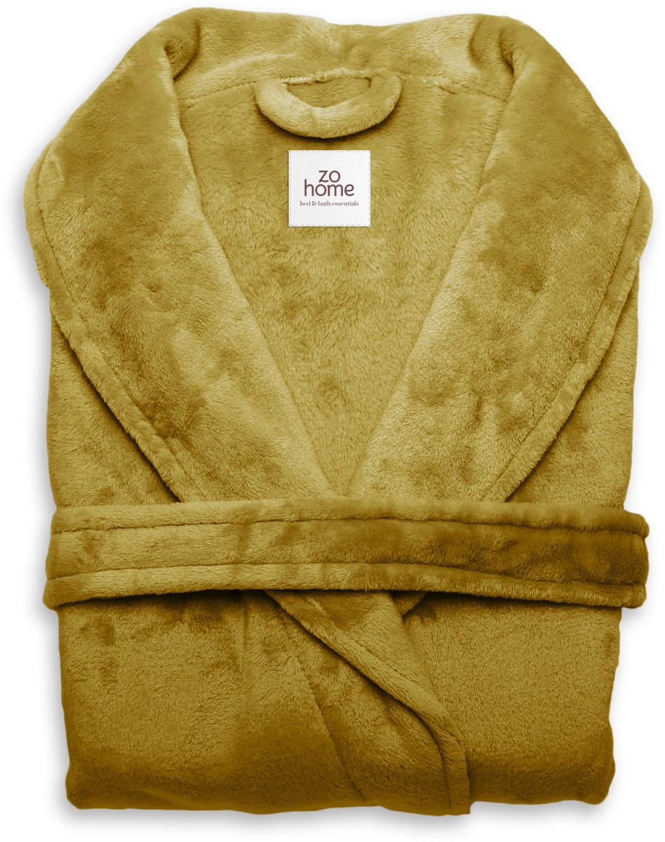 Zohome Badjas Cara - Kamerjas voor Dames en Heren - Maat XL - Ochtendjas - Geschikt voor de Sauna - Goud