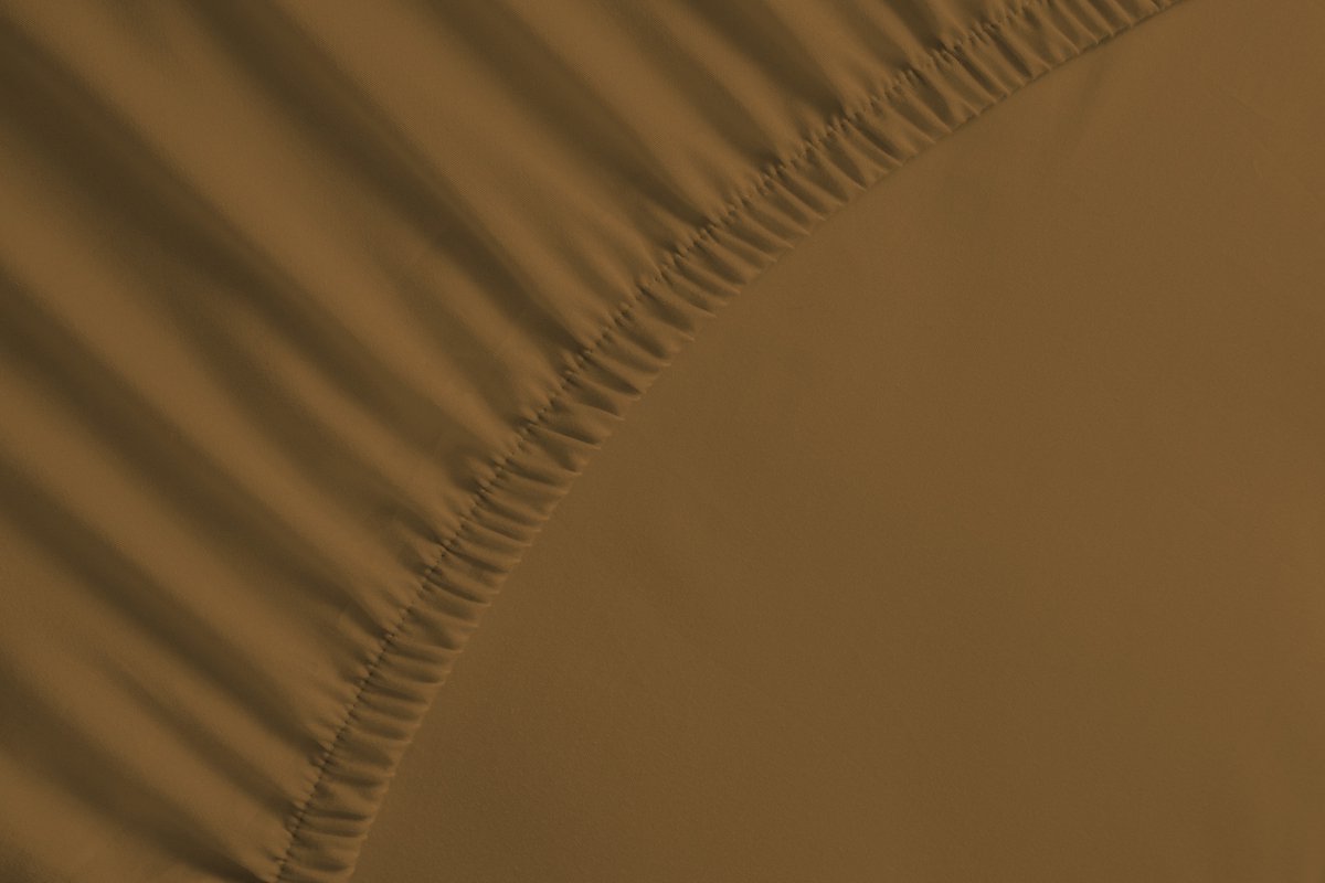 Yellow Hoeslaken Percale - Katoen - Bruin - Tweepersoons 140x200 cm - natuurlijk materiaal - slijtvast en duurzaam