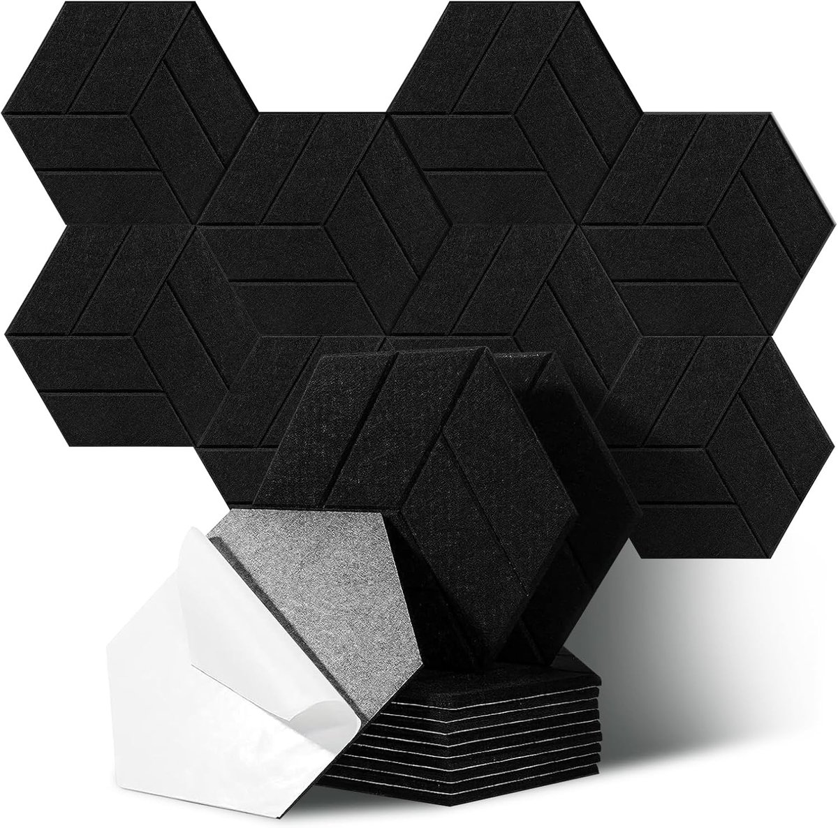 Akoestische panelen 12 stuks zwart - geluidsabsorberende wandpanelen