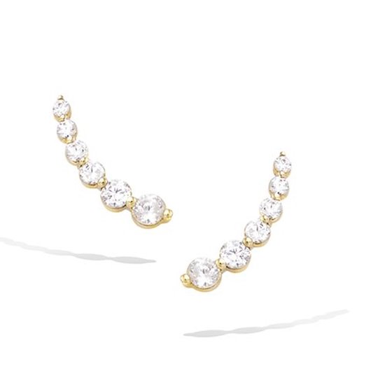CHIVAL - Boucles d'oreilles or plaqué 18K "Crystal Curve" - Elegant, Hypoallergène, Luxe, Cadeau pour elle, Bijou, Intemporel, Courbe, Pierres, Amour, Romantisme, Emballage cadeau, Noël