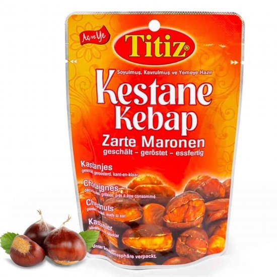 Titiz Kestane Kebap 2×125 g – Premium Geroosterde Kastanjes | 100% Natuurlijk, Kant-en-Klaar, Smaakvolle Snack