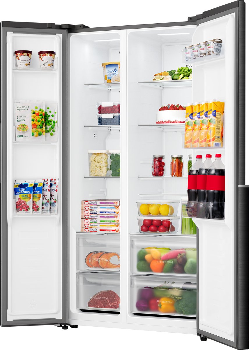 ETNA AKV5178ZWA - Amerikaanse koelkast - No-Frost - 178 cm hoog - 544 liter - Energielabel E - Invriesvermogen 10 kg/24u - Geluidsniveau 39 dB - LED Display - SuperCool - FastFreeze - Deuralarm - Interter Compressor - Multi Airflow - Energy Saving — afbeelding 6