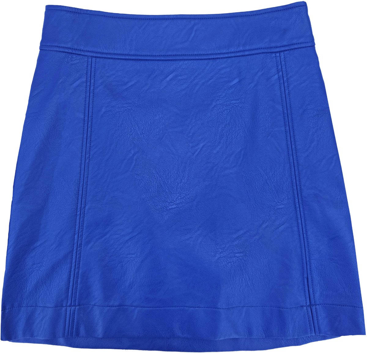 Zoen Woman - Bliss Vegan Leather rok - PU skirt - a-lijn rokje - Blue Blauw cobalt - XL