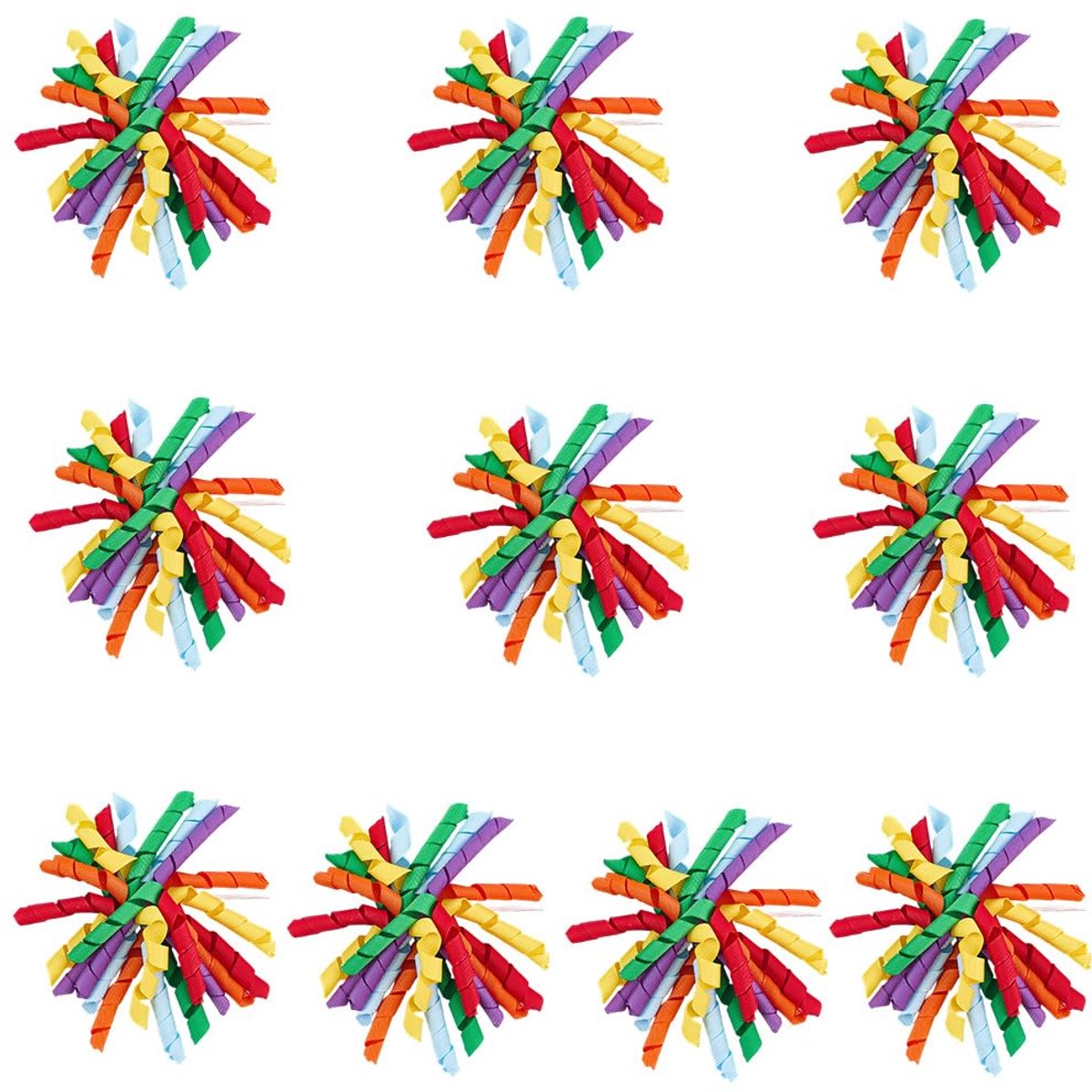 10 stuks kerstkrullende strikken 10 cm rood groen geel zelfklevend cadeauverpakking twist tie grosgrain linten strikken decoratie voor cadeaus tassen mand verjaardag bruiloft kerstfeest