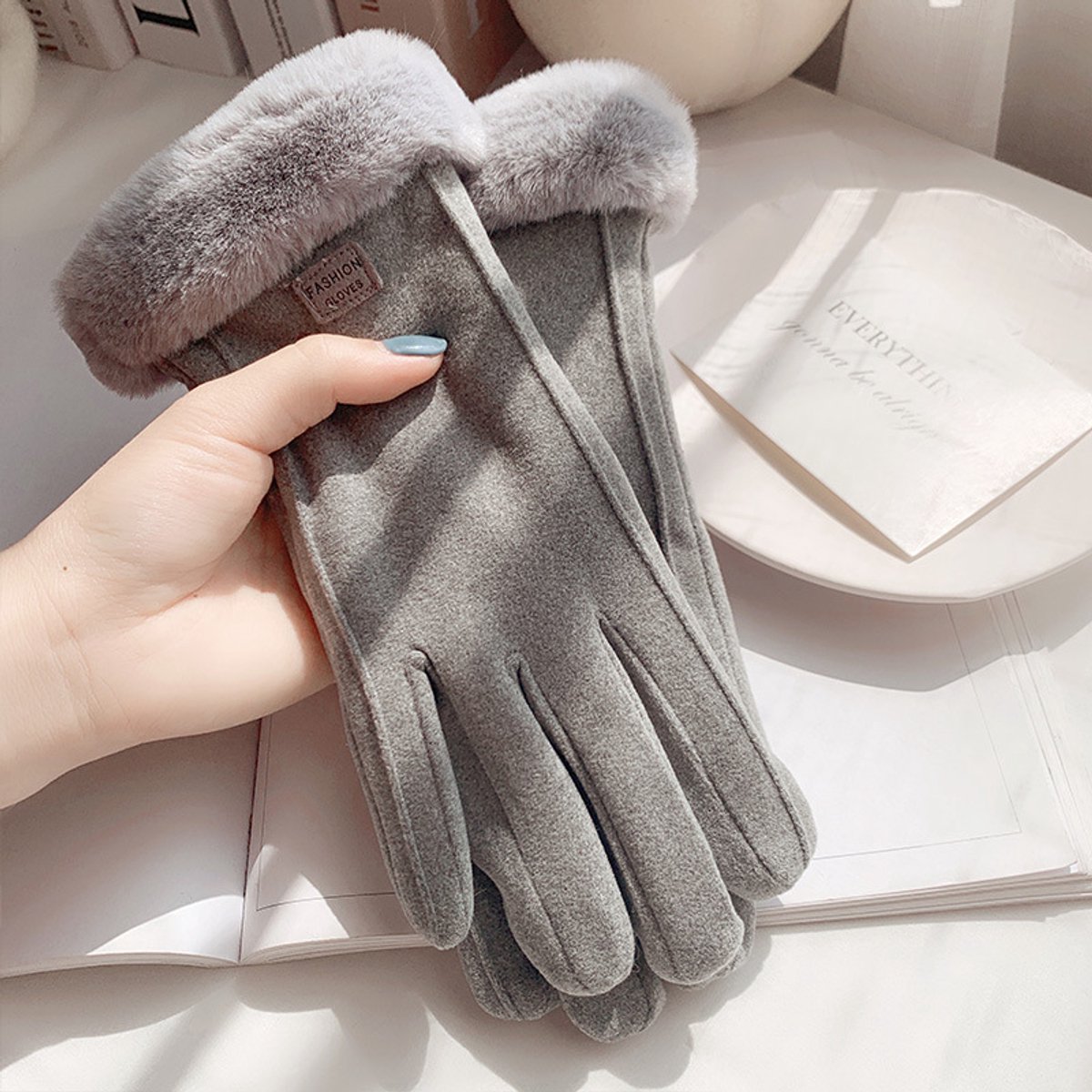 Dames Winterhandschoenen met Touchscreen - Gevoerd met Warme Pluche en Fleece - Winddicht Extra Warm - One Size