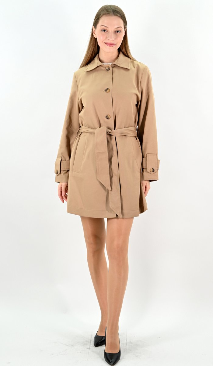 YesMooi - Waterafstotende midi trenchcoat - Water repellent - Camel - L (40)