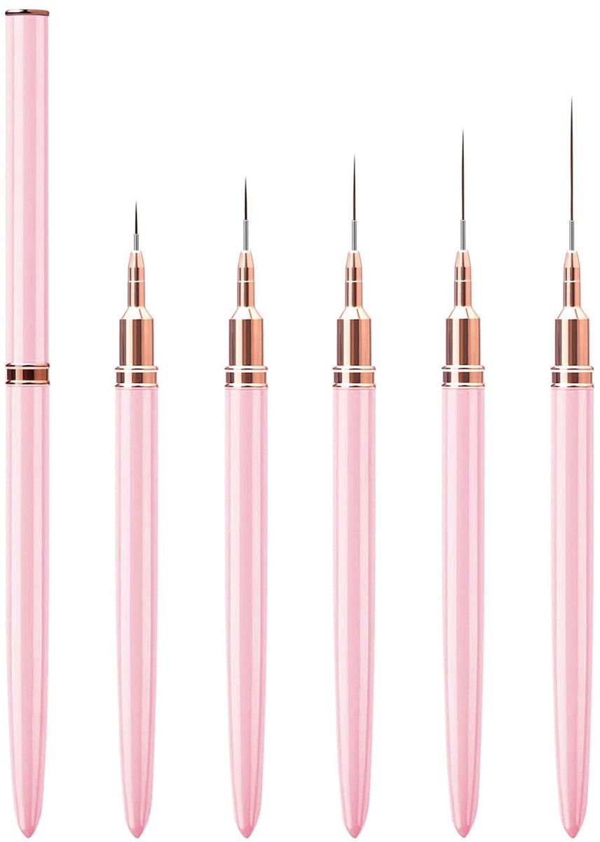 5-Delig Nagelkwasten - Professionele Linerkwasten Voor Gellak & Nail Art - Fijne Dunne Penselen Voor Nagelkunst - Thuis & Salon Geschikt