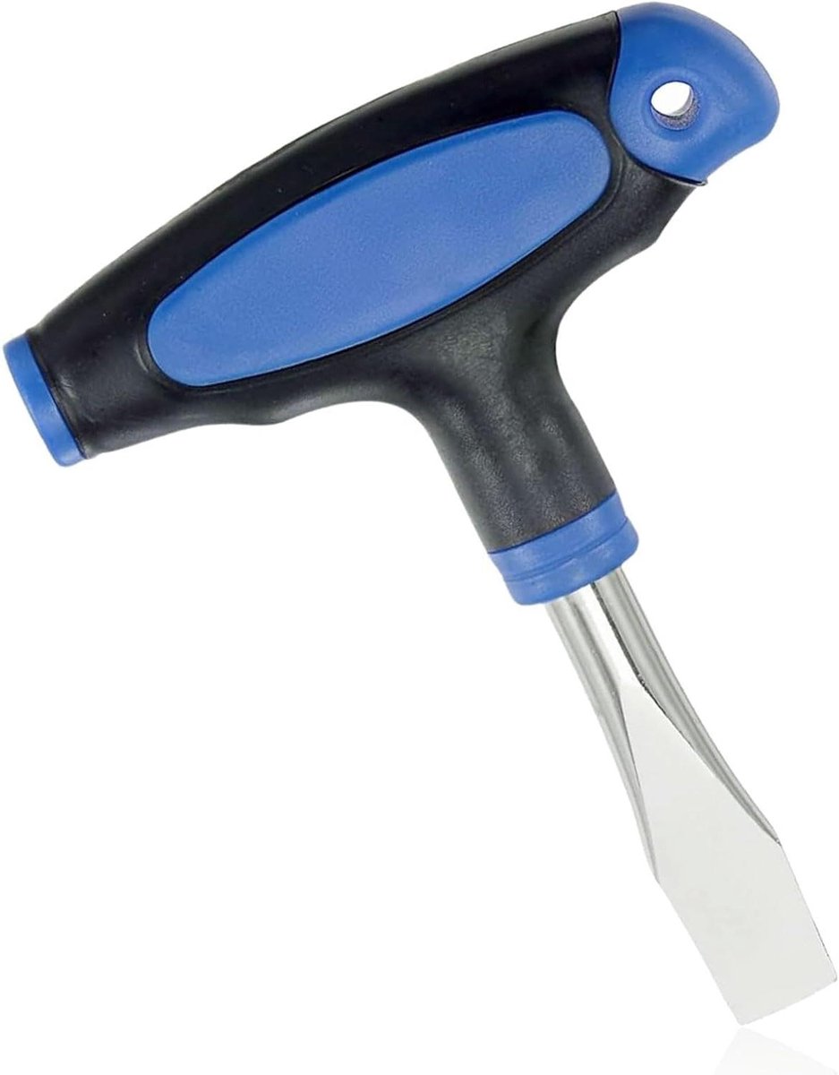 12 mm platte schroevendraaier met ergonomische T-handgreep van koolstofstaal - platte kop sleufschroevendraaier voor filmsets - blauw en zwart - handig gereedschap