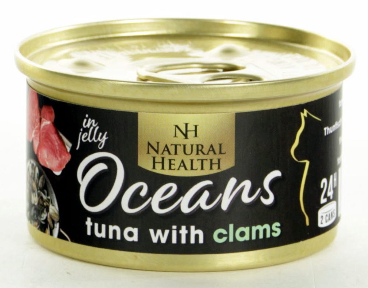Natural Health Cat Oceans Tuna & Clams Multipack 24 X 85 Gram + Gratis Schuurman Snack
