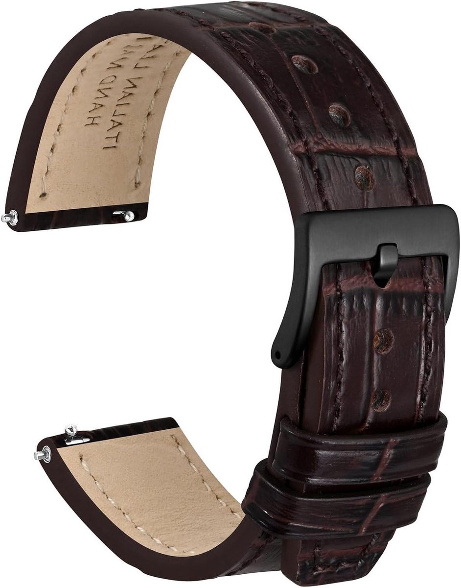 Cosensi - Lederen Horlogeband met Reliëfpatroon en Snelsluiting - Vervangende Band voor Mannen en Vrouwen - Bandbreedte 18mm 20mm 22mm 24mm - Italiaans Design - Stijlvol en Duurzaam