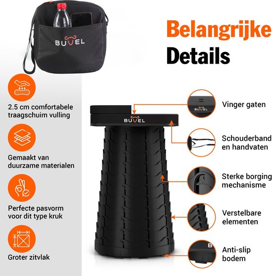 Buvel® Opvouwbare kruk - Kruk - Campingstoel - Inklapbaar - Telescopisch - Visstoel - Voetenbankje - Groen - Vierkant - Met kussen van Merkloos — afbeelding 2