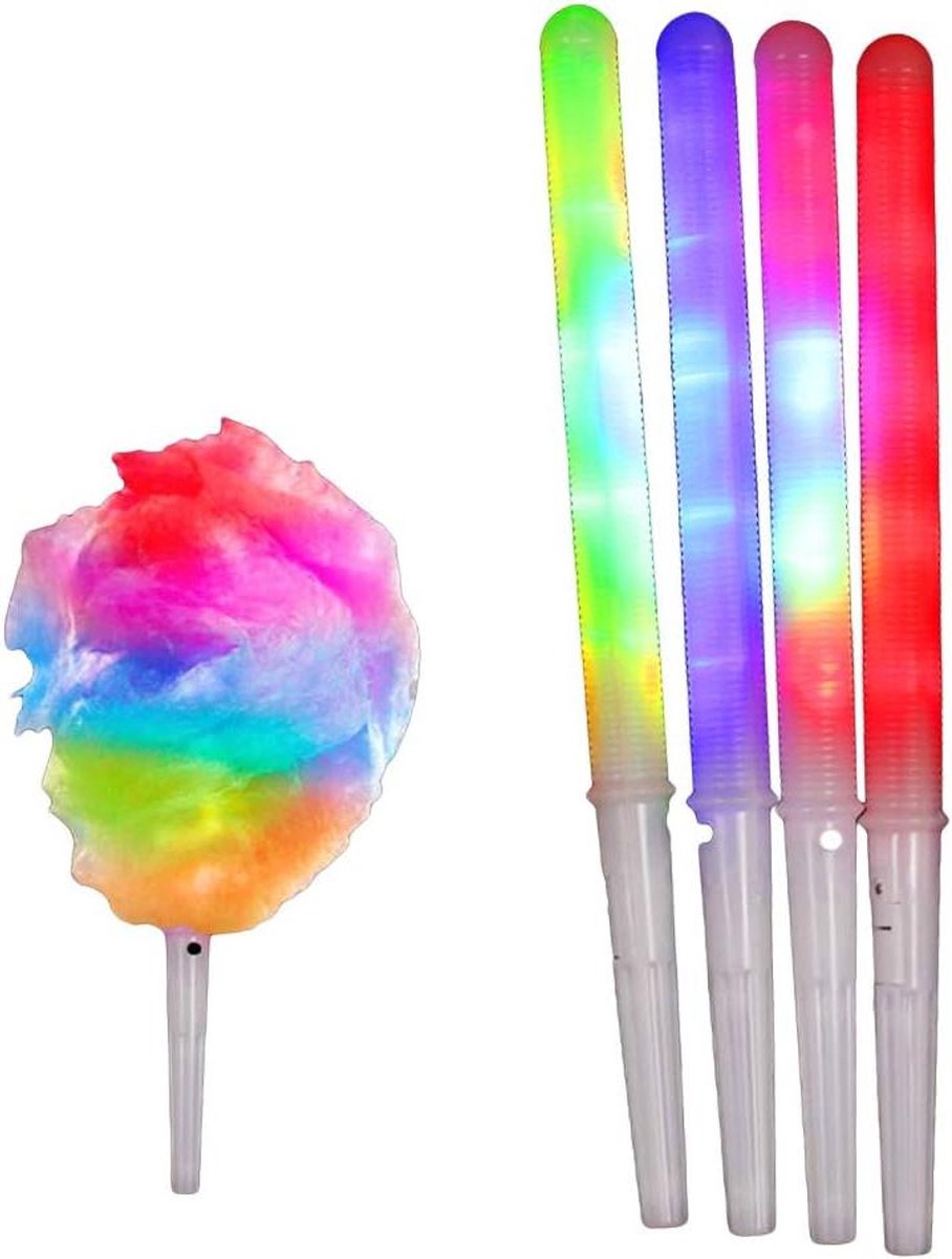 Cosensi - Suikerspinmachine Stokjes met LED-verlichting, 7 Kleurinstellingen, V-vormig Handvat, Antislip, Herbruikbare Marshmallowstokjes - Veelkleurig