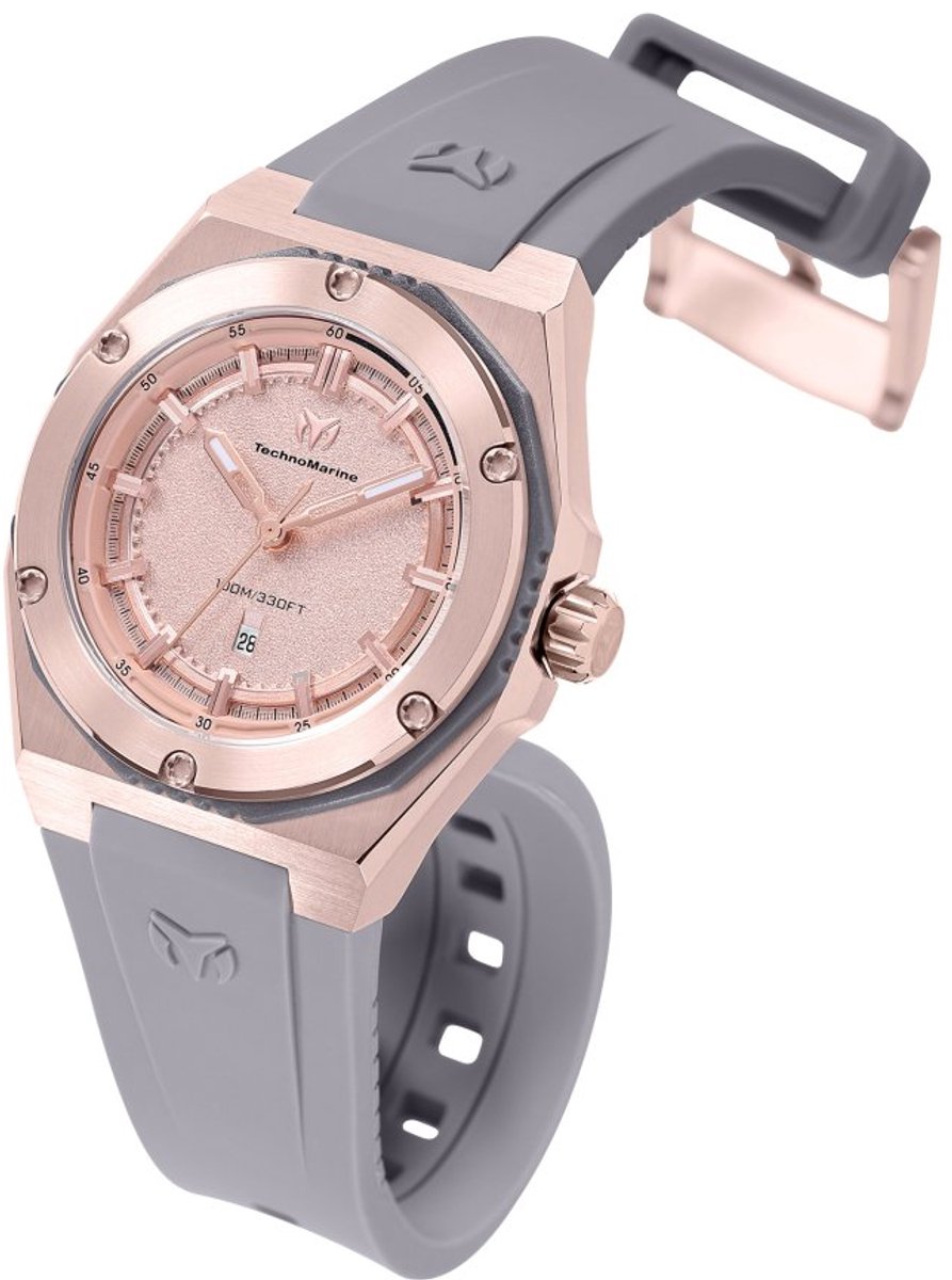 TechnoMarine CORAL - Legacy TM-416081 Dames Horloge - Waterdicht - Analoog - Quartz Uurwerk - Roestvrij Staal met rosegouden Wijzerplaat - 36mm
