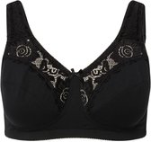 Ulla Popken - Dames - Kelly steun beha kant zonder beugel - Zwart - Maat 85F