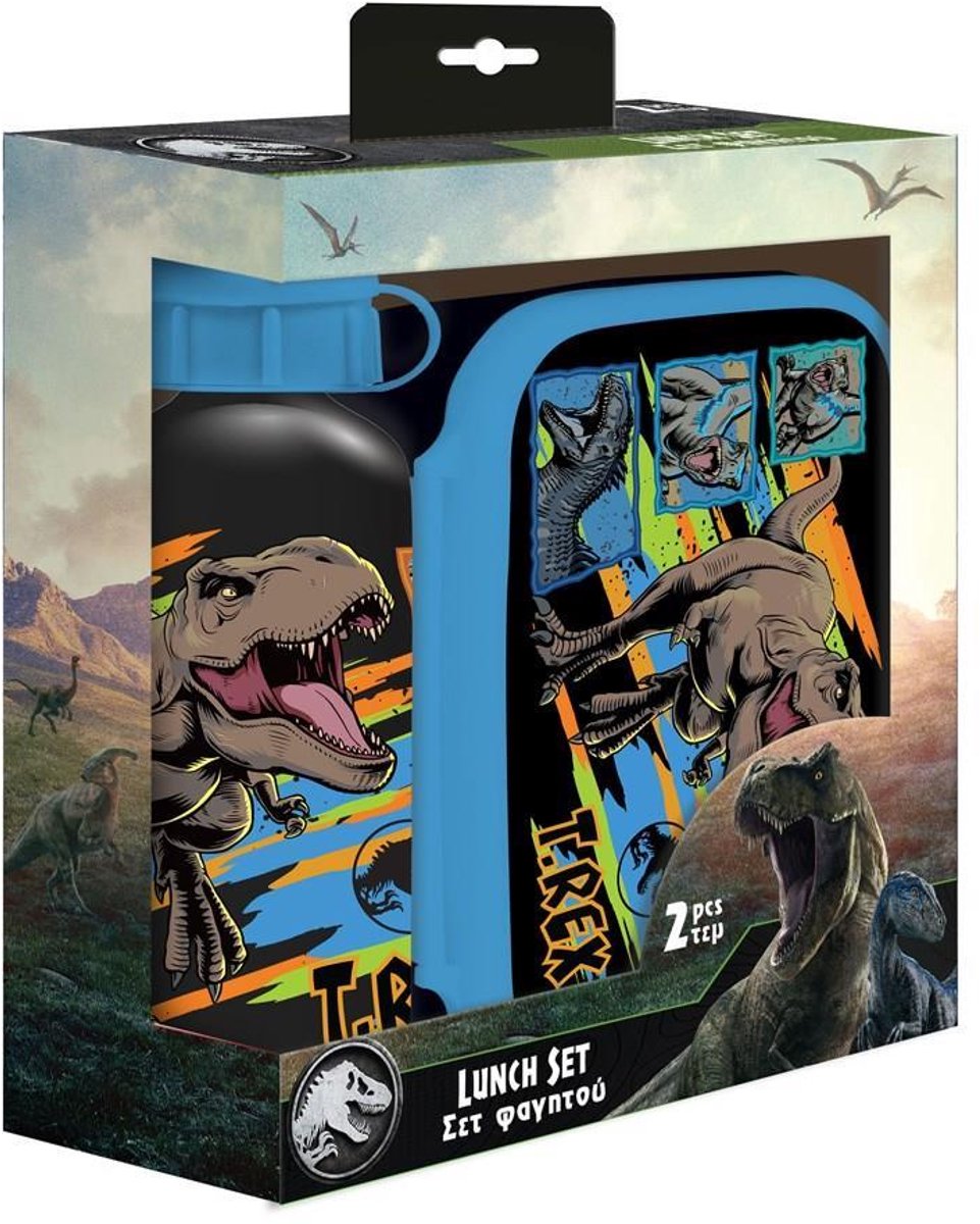 Jurassic World Lunch Set – Lunchbox + Drinkfles – Kids Lunchset - Schoolset - Broodtrommel