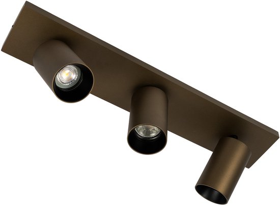 KS Verlichting - plafondlamp - Mila - 3 spot - brons - GU10 - dimbare lamp - opbouwspot - aluminium