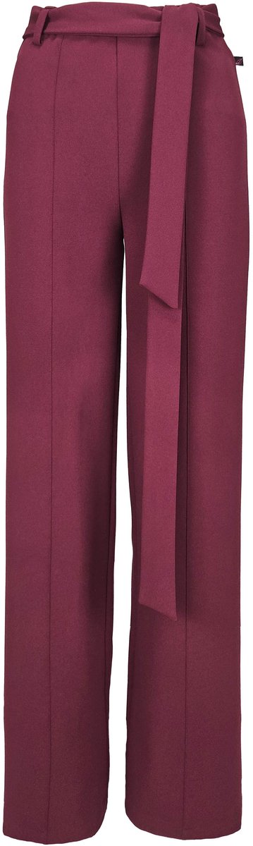 Zoen Woman - Britt stretch pants - scuba broek - straight leg stretch pantalon - Wijnrood Bordeaux Winered - S