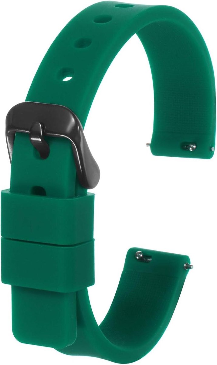 Cosensi - Siliconen Horlogebandje 16mm Breed Met Snelsluiting Donkergroen