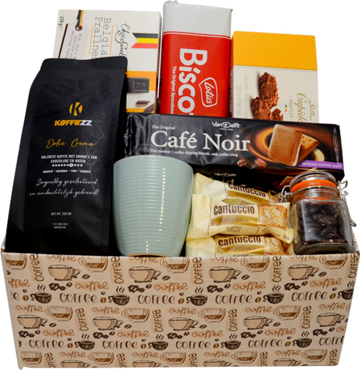 koffiezz verrassend cadeau pakket met koffie - koffiekopje en heerlijkheden