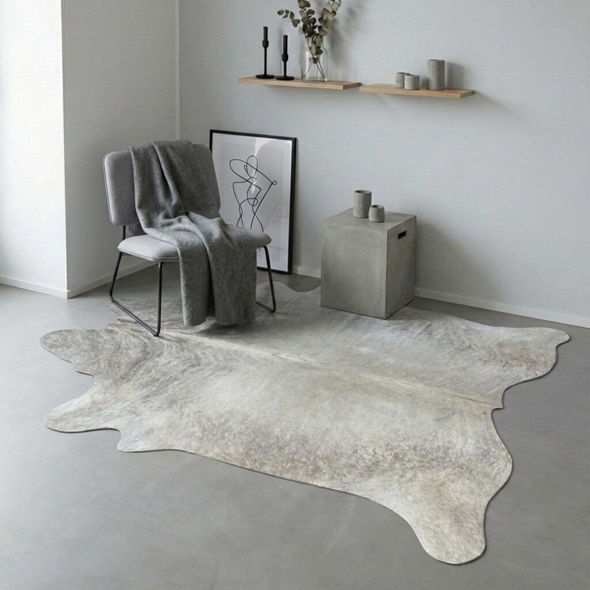 Koeienhuid Vloerkleed - Grijs / Taupe / 0156 - 201 x 188 cm - Koeienkleed / Koeienvel / Dierenvel / Dierenhuid / Koehuid Tapijt