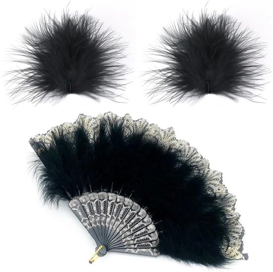 Cosensi - Zwarte veervakken in vintage stijl voor dames, Great Gatsby en Charleston accessoires voor jaren 20-feest en Halloween bal.