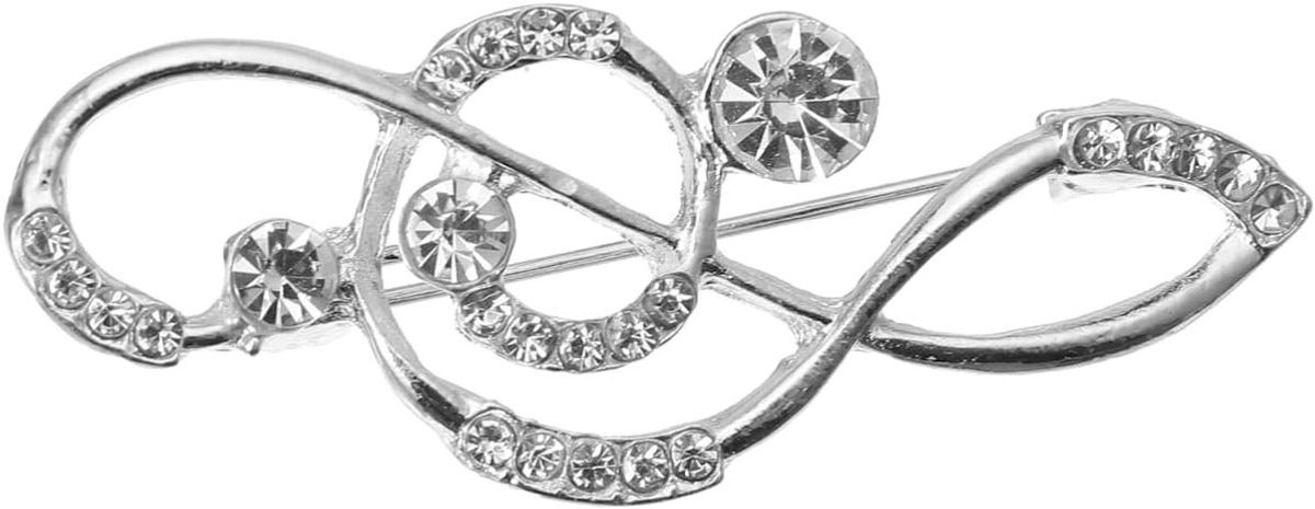 Cosensi - Broche met muzieknoten design voor dameskleding - Roze gouden sjaalaccessoire met strassdecoratie