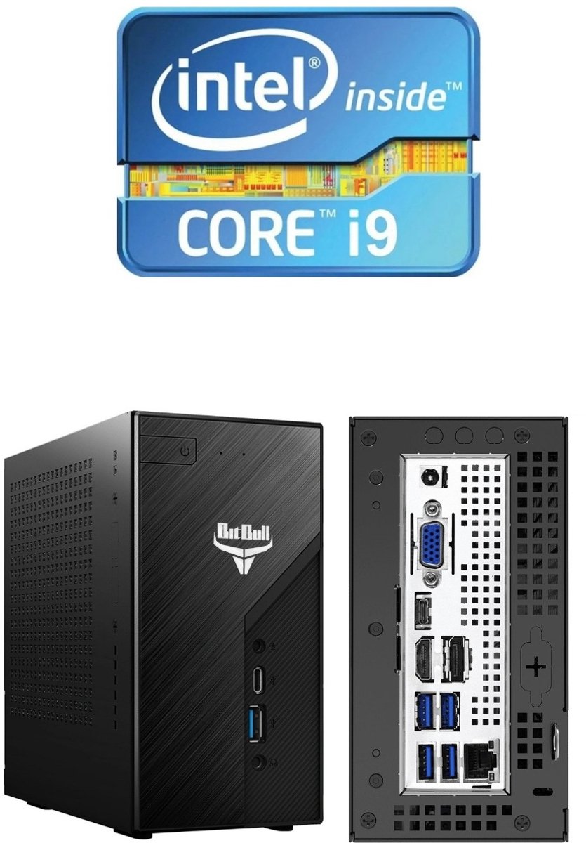 Intel Core i9 Mini PC Compleet met 500GB SSD en 16GB RAM - 11900K 8-Core@35-53GHz - WIFI 6/Bluetooth 5.2 - Ondersteuning voor 3 schermen - Win11 PRO