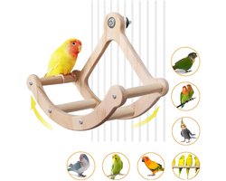 8 stuks - Vogelspeelgoed voor Papegaaien - Papegaaienschommelset - - houten hangende bellen met hangmatladder - houten kauwspeeltje - vogelkooispeelgoed - vogelkooi-accessoires - voor conures, lovebirds, kleine parkieten, kaketoes en ara's
