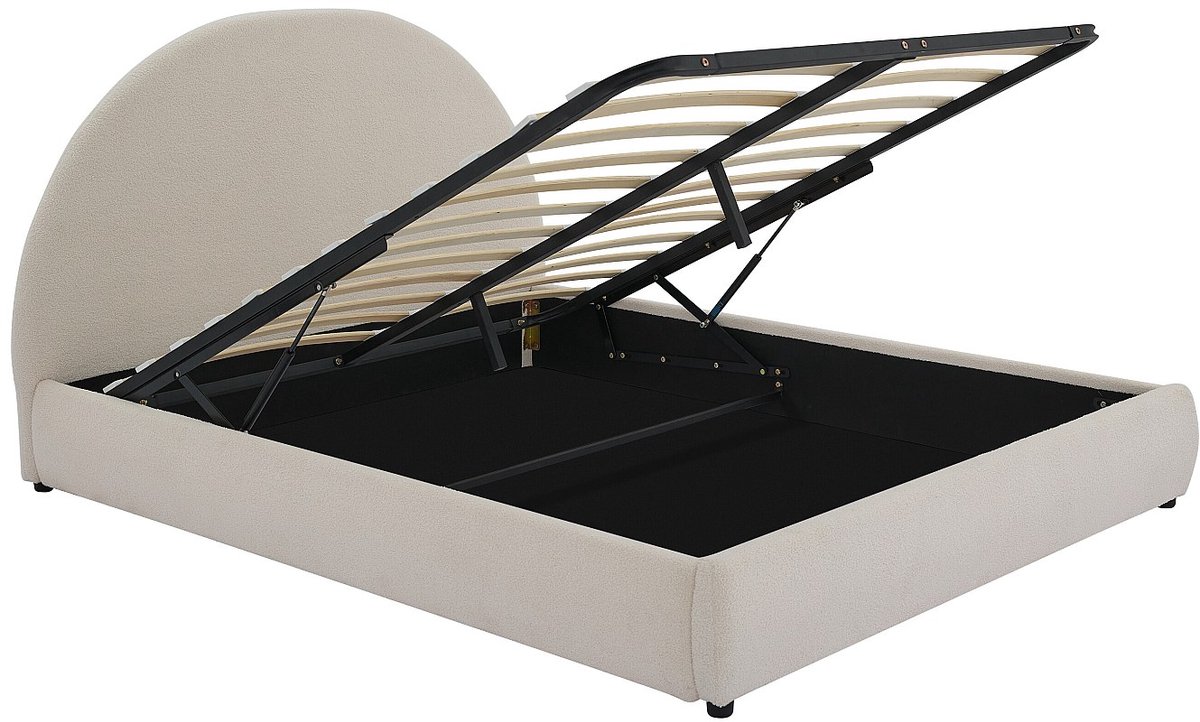 Vente-unique Bed met opbergruimte stof crème 180 x 200 cm (Super King Size Bed)