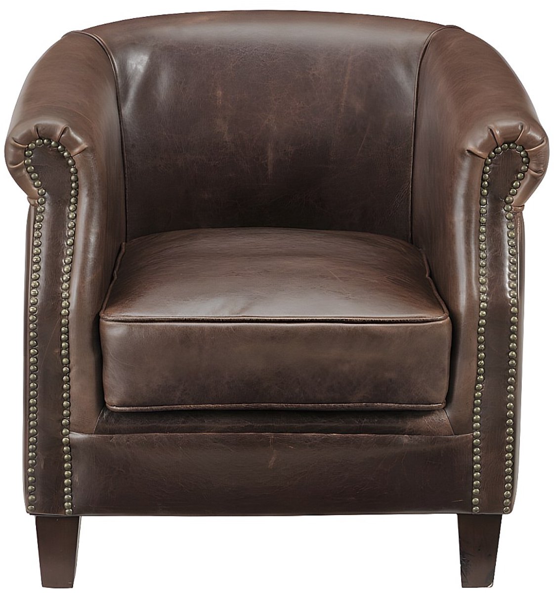 Vente-unique Clubfauteuil van leer met lived-in uiterlijk ENGUERRAND Donkerbruin