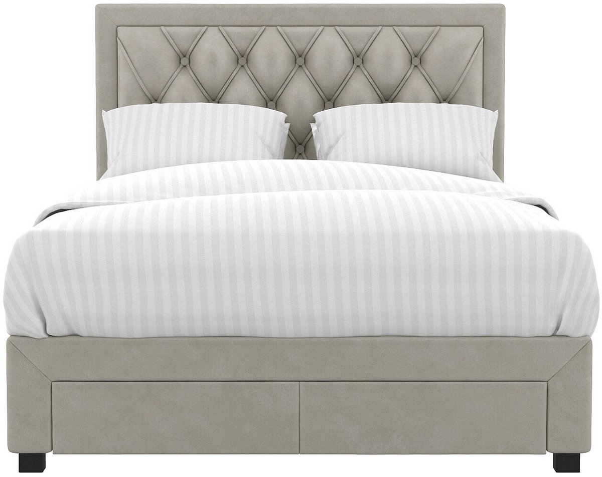 Vente-unique Bedframe fluweel beige 140 x 190 cm