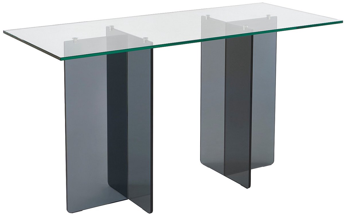 Vente-unique Bureau - Gehard glas - Transparant en donkergrijs - BYLENA