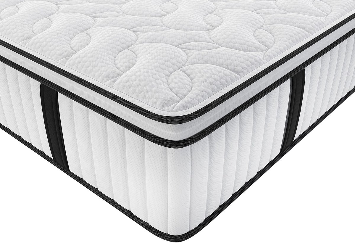 Vente-unique Set 180 x 200 cm bedbodem met opbergruimte, licht naturel + brandwerend matras met pocketveren met ingebouwd dekmatras van 28 cm dik - DELICE van YSMÉE HOTEL